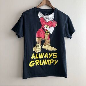Disney Snow White Always Grumpy Seven Dwarfs Cozy Casual Tee Shirt Top Black